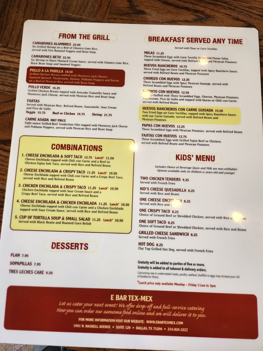E Bar Tex-Mex Menu - Image 3