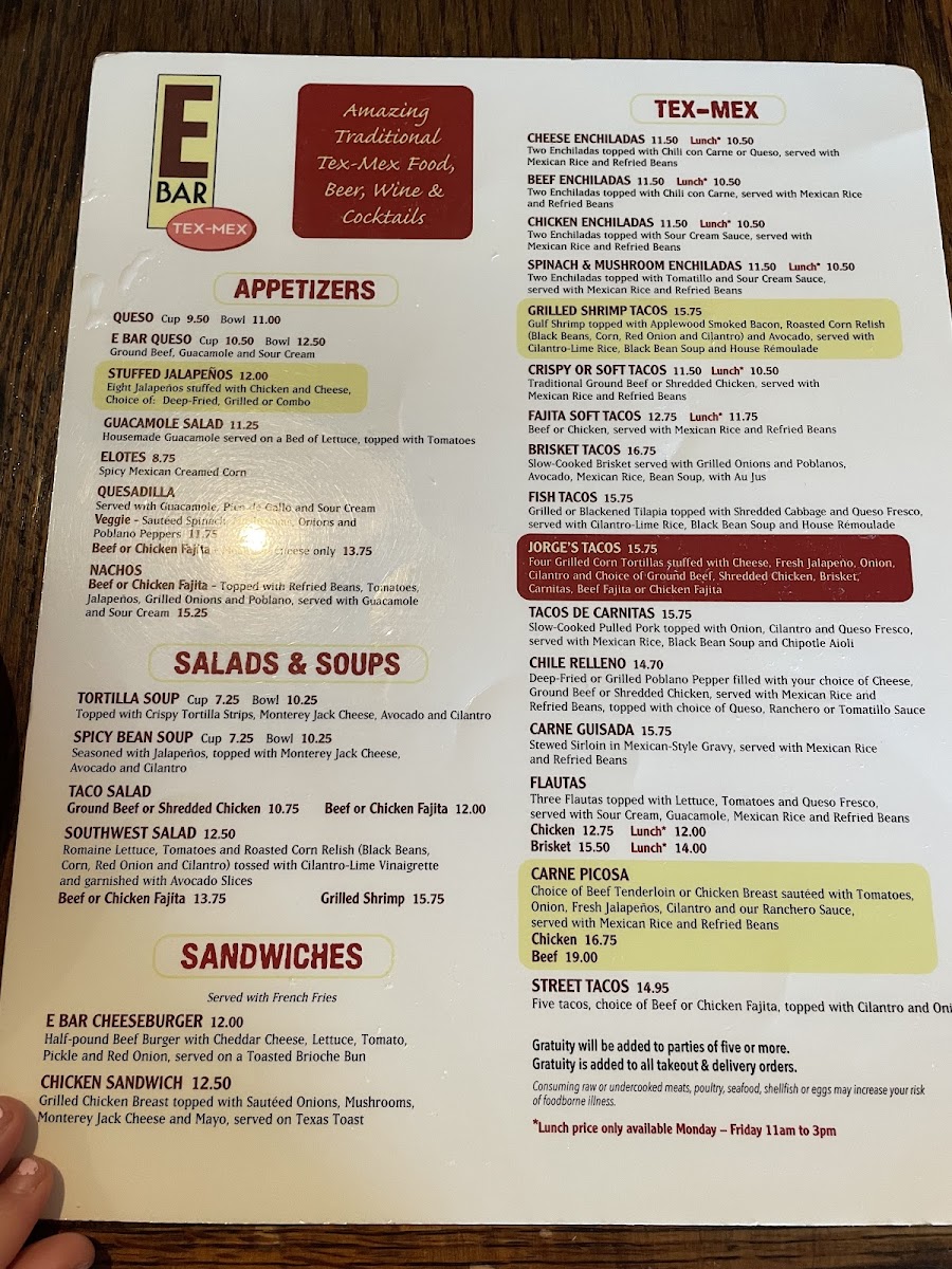 E Bar Tex-Mex Menu - Image 4