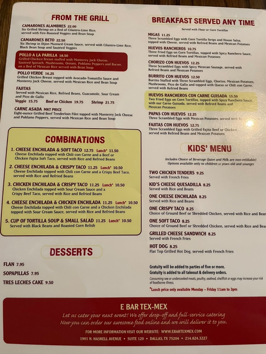 E Bar Tex-Mex Menu - Image 6